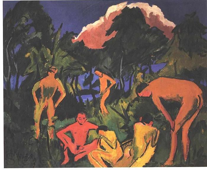 Ernst Ludwig Kirchner Nudes in the sun - Moritzburg France oil painting art